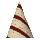 赤、白、金の箔のクリスマスストライプの飾り パーティーハット (右)