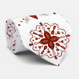 赤、白、金ゴールドキラキラ北欧パターン ネクタイ