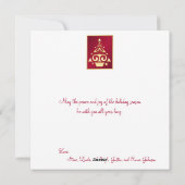 赤、白、金ゴールドクリスマスツリーのクリスマスカード シーズンカード (裏面)