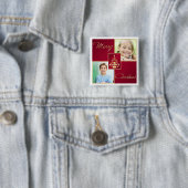 赤、白、金ゴールドクリスマスツリーの写真ボタン 缶バッジ (インサイチュ)