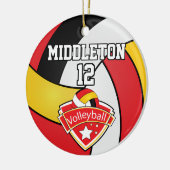 赤、白、金ゴールド、黒バレーボール セラミックオーナメント (左)