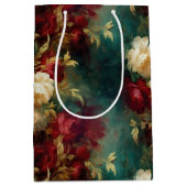 赤 白 金 緑の花 ミディアムペーパーバッグ (正面)