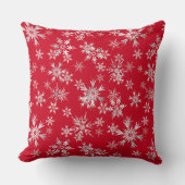 赤、白、銀の雪スタイリッシュ片 クッション (正面)