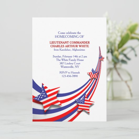 赤、白、青のお祝い 招待状 (スタンド正面)