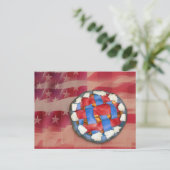 赤、白、青のアップルパイ ポストカード (スタンド正面)