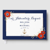 赤、白、青のアネモネ⚓航海の結婚の ゲストブック (正面)