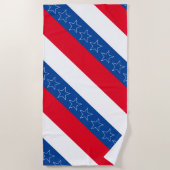 赤、白、青のアメリカ愛国者 ビーチタオル (正面)