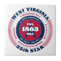 赤、白、青のウェストバージニアのセラミックタイル