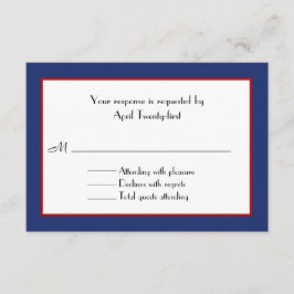 赤、白、青のウェディングRSVPカード 出欠カード