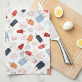 赤、白、青のエプロンに愛国的なアイスキャンディー キッチンタオル (四つ折り)