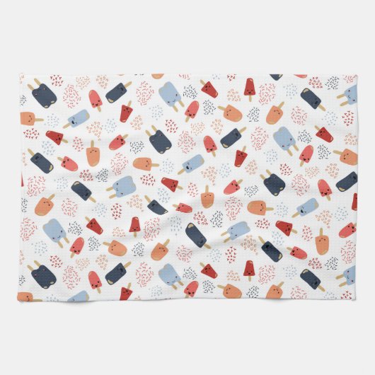 赤、白、青のエプロンに愛国的なアイスキャンディー キッチンタオル (横)