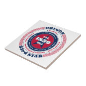 赤、白、青のオレゴンのセラミックタイル タイル (側面)