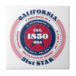 赤、白、青のカリフォルニアのセラミックタイル タイル