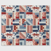 赤、白、青のキルトラッピング紙 ラッピングペーパー (フラット)