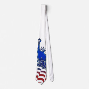 赤、白、青のグラフィック画像のLady Liberty ネクタイ