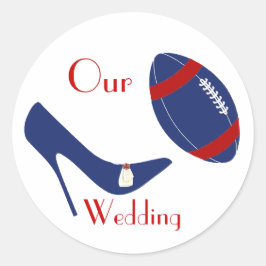 赤、白、青のサッカーをテーマにしたステッ結婚カー ラウンドシール