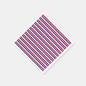 赤、白、青のストライプの紙プレート スタンダードカクテルナプキン (角)