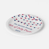 赤・白・青のストリングライト7月パーティー4日 ペーパープレート (アングル)