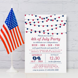 赤・白・青のストリングライト7月パーティー4日 招待状