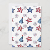 赤、白、青のストリングライト 7月4日パーティー 招待状 (裏面)