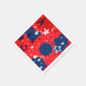 赤、白、青のスパッタされた星 スタンダードカクテルナプキン (角)