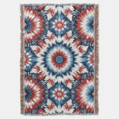 赤、白、青のタイ染料 スローブランケット (正面縦)