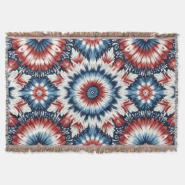 赤、白、青のタイ染料 スローブランケット