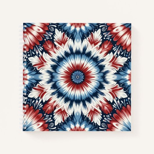 赤、白、青のタイ染料 ノートブック (正面)