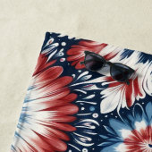 赤、白、青のタイ染料 ビーチタオル (インサイチュ)