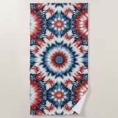 赤、白、青のタイ染料 ビーチタオル (正面)