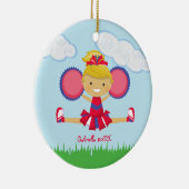 赤、白、青のチアリーダーのクリスマスオーナメント セラミックオーナメント (右)