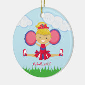 赤、白、青のチアリーダーのクリスマスオーナメント セラミックオーナメント (左)