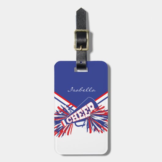 赤、白、青のチアリーダーの衣装 ラゲッジタグ (正面縦)