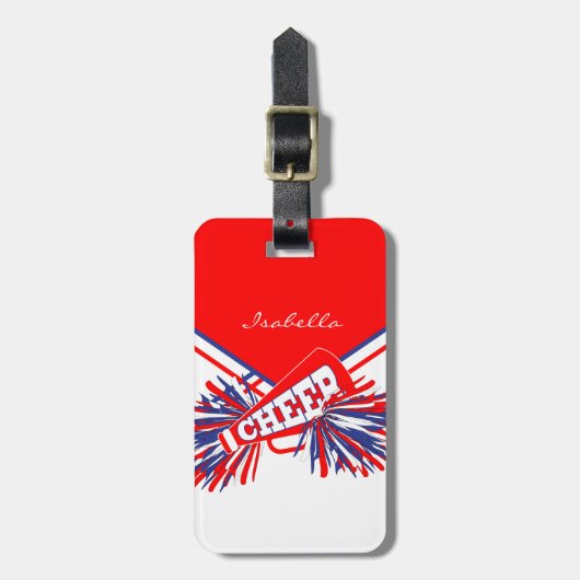 赤、白、青のチアリーダー服 ラゲッジタグ (正面縦)