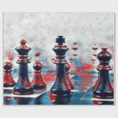 赤、白、青のチェスの駒キング、クイーン、ビショップ ラッピングペーパー (フラット)