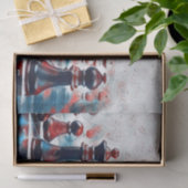 赤、白、青のチェスの駒キング、クイーン、ビショップ 薄葉紙 (ギフト)