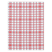 赤、白、青のチェッカーボード猫パターン テーブルクロス (正面)