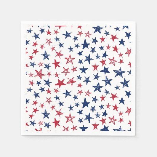 赤・白・青のドードル星 スタンダードカクテルナプキン (正面)
