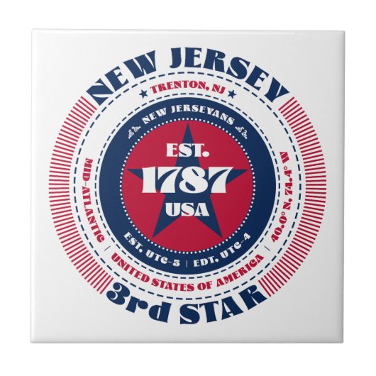 赤、白、青のニュージャージーのセラミックタイル タイル (正面)