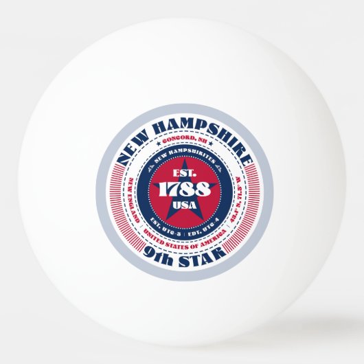 赤、白、青のニューハンプシャーサークル 卓球ボール (正面)