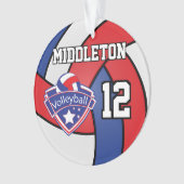 赤、白、青のバレーボール | DIY文字 オーナメント (正面)