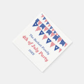 赤・白・青のバンティングフラッグ7月4日パーティー スタンダードカクテルナプキン (角)