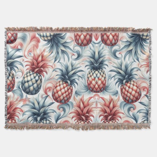 赤・白・青のパイナップル スローブランケット (正面)