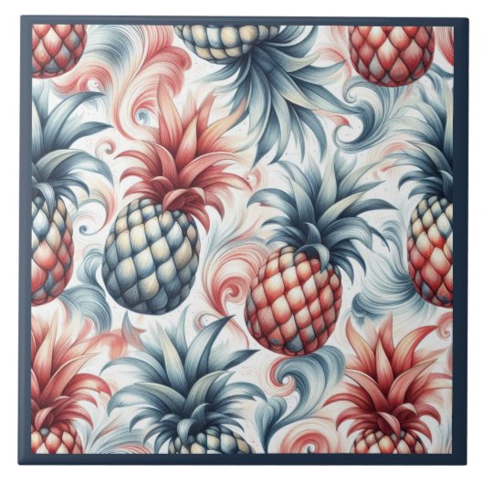 赤・白・青のパイナップル タイル (正面)