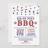 赤、白、青のパーティーライト7月パーティー4日 招待状 (正面)