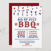 赤、白、青のパーティーライト7月パーティー4日 招待状 (正面/裏面)