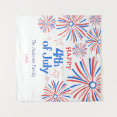 赤・白・青のフェスティバル7月4日の花火大会 タペストリー (正面(横))