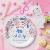 赤・白・青のフェスティバル7月4日の花火大会 ペーパープレート (パーティー)