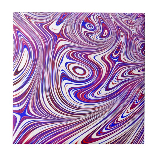 赤、白、青のフラクタルデザイン タイル (正面)