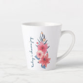 赤、白、青のフローラデザイン カフェラテマグ (右)